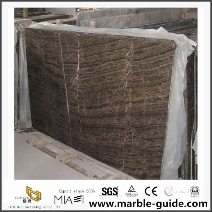Lēta cena ķīniešu kafijas brūna marmora plāksnes griešanas flīzes modeļa pārklājuma flīzēm, sienas apšuvums